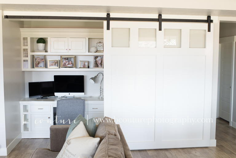 Custom White Barn Door And Desk B Couture Photography